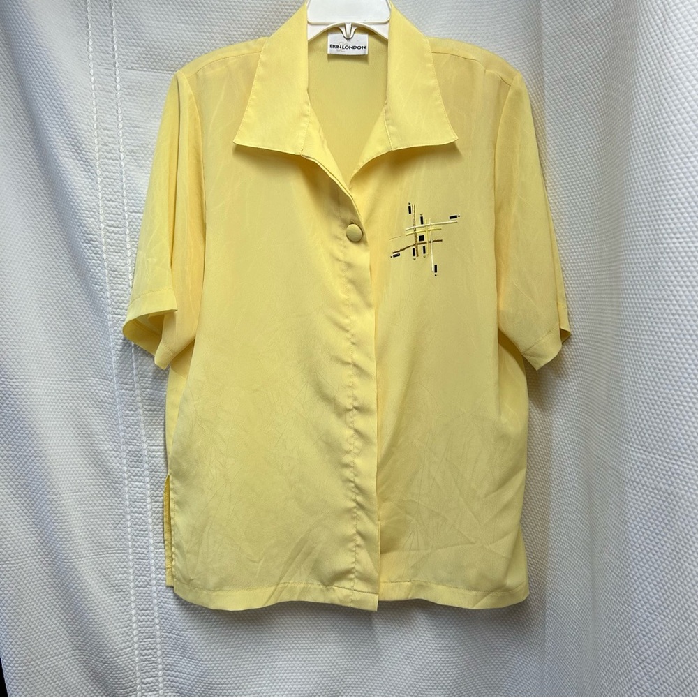 Erin London Vintage Yellow Shirt with Embroidery